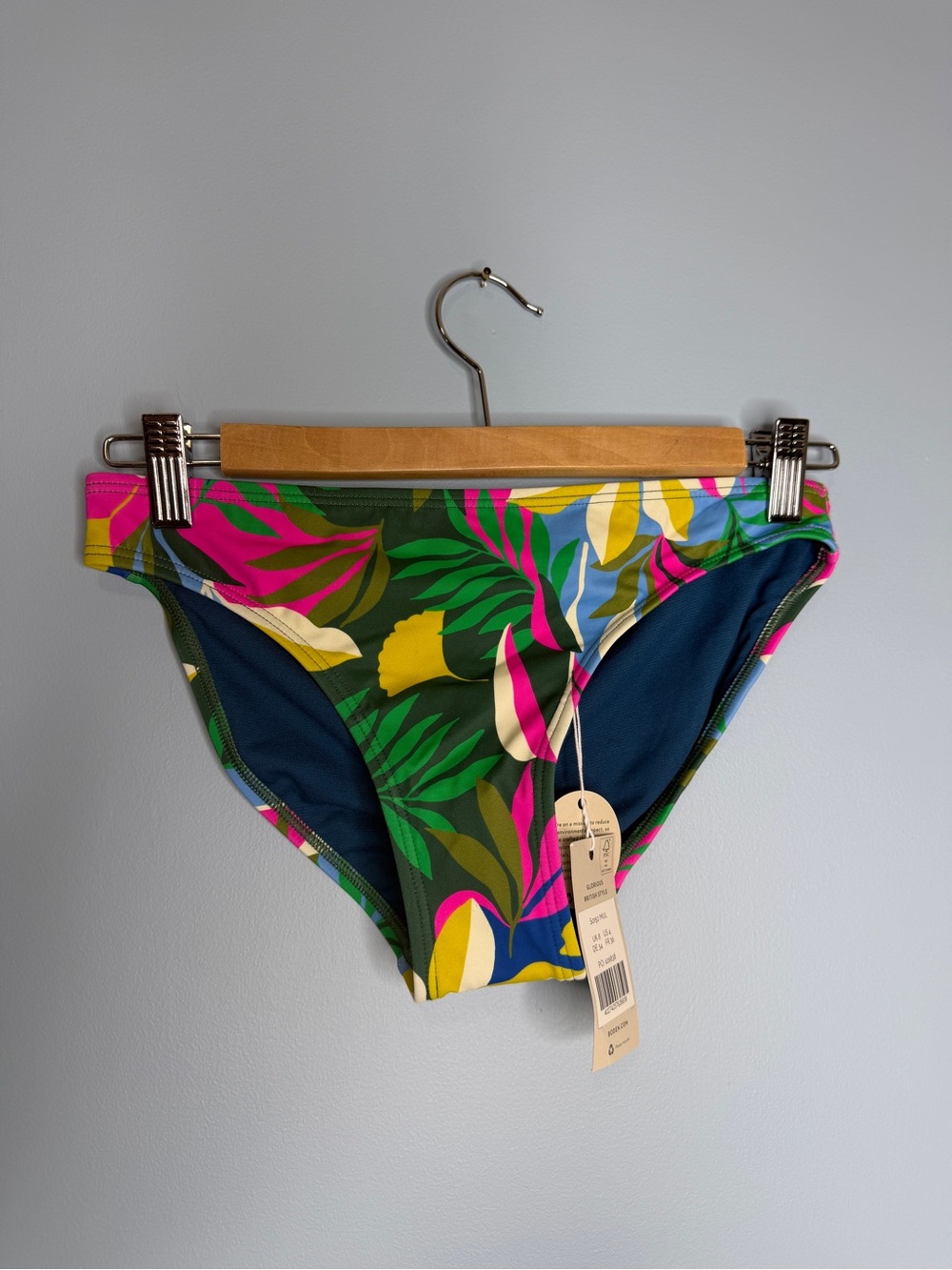 Boden Tropical Leaf Print Bikini Bottoms - Green, Pink, Blue, Yellow